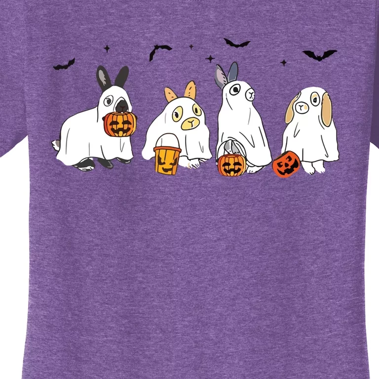 Cute Fall Ghost Bunny Rabbit Halloween Costume Spooky Season Women's T-Shirt