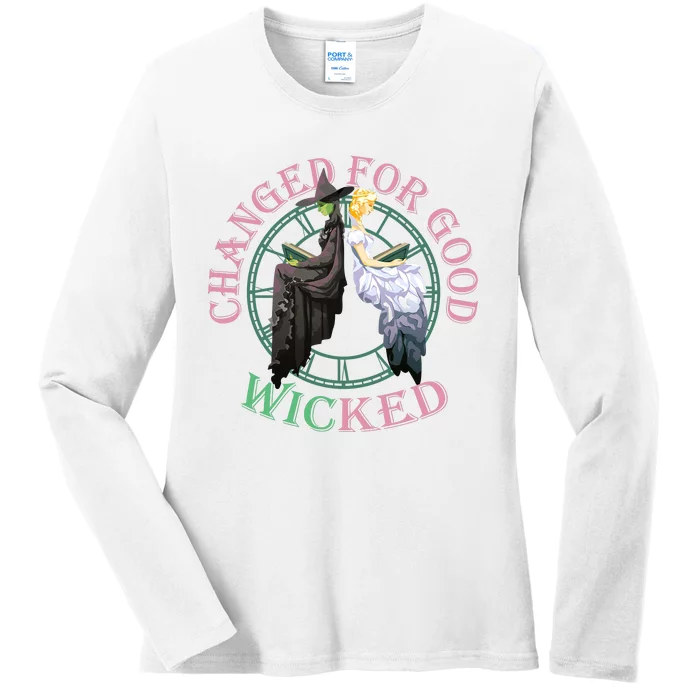 Change For Good Wicked And Glinda Witch And Green Ladies Long Sleeve Shirt