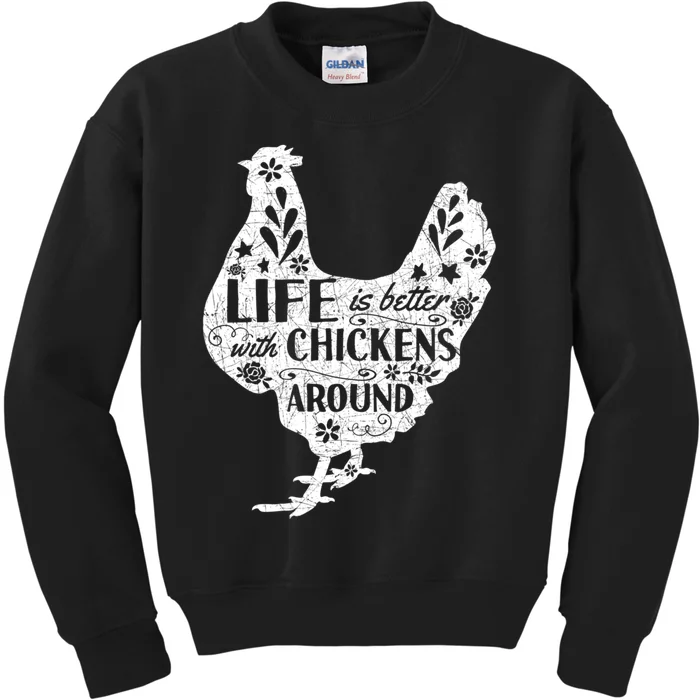 Cute Farmer Gift Idea Vintage Chicken Gift Kids Sweatshirt