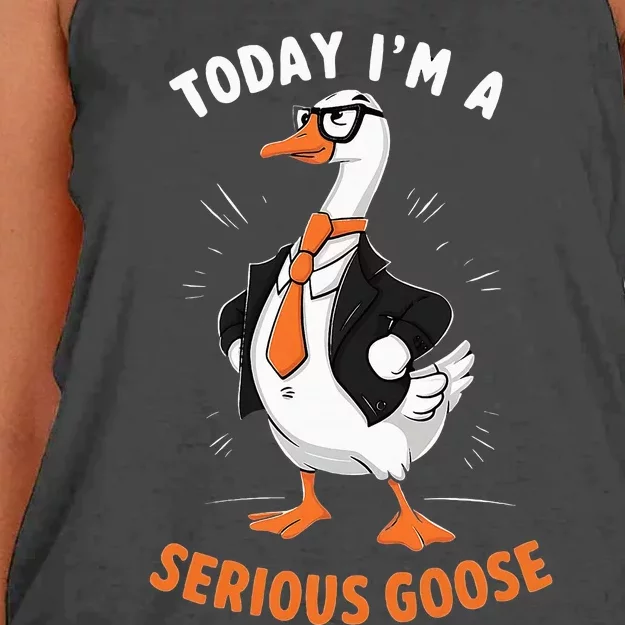 Cute Funny Goose Today IM A Serious Goose Women's Knotted Racerback Tank