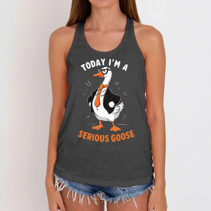 Cute Funny Goose Today IM A Serious Goose Women's Knotted Racerback Tank