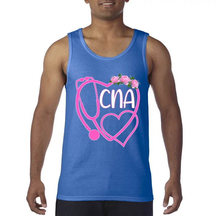 Cute Floral Heart Stethoscope Cna Certified Nurse Assistant Cute Gift Tank Top