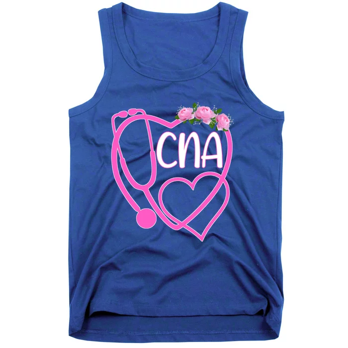 Cute Floral Heart Stethoscope Cna Certified Nurse Assistant Cute Gift Tank Top