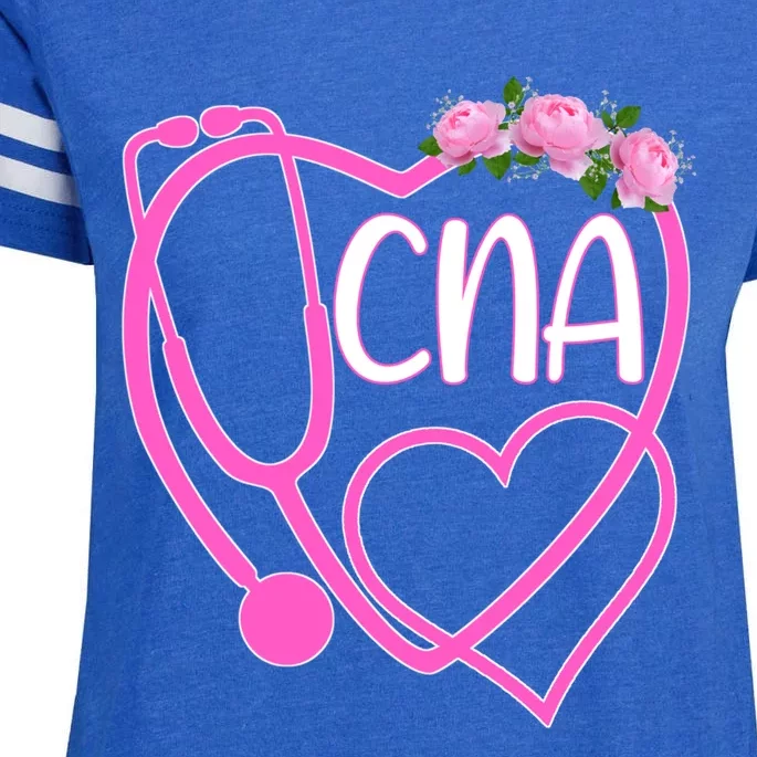 Cute Floral Heart Stethoscope Cna Certified Nurse Assistant Cute Gift Enza Ladies Jersey Football T-Shirt