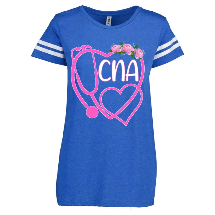 Cute Floral Heart Stethoscope Cna Certified Nurse Assistant Cute Gift Enza Ladies Jersey Football T-Shirt