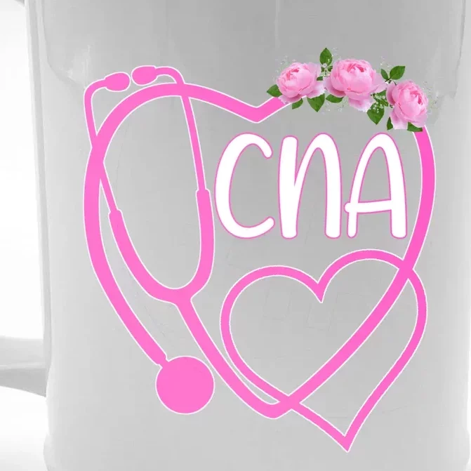 Cute Floral Heart Stethoscope Cna Certified Nurse Assistant Cute Gift Front & Back Beer Stein