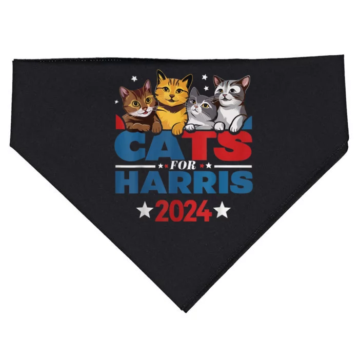 Cats For Harris 2024 Kamala Harris For President 2024 USA-Made Doggie Bandana