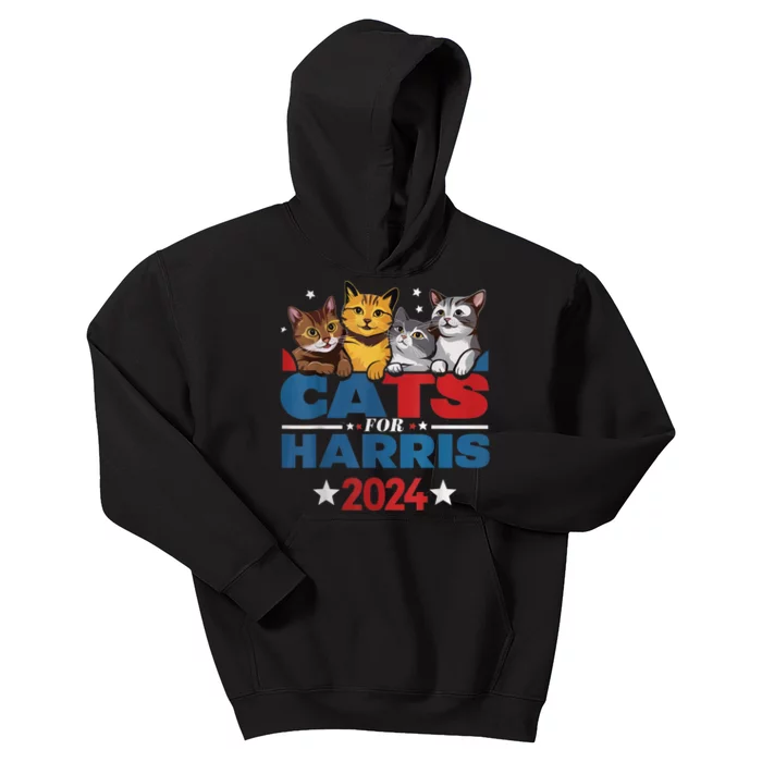 Cats For Harris 2024 Kamala Harris For President 2024 Kids Hoodie