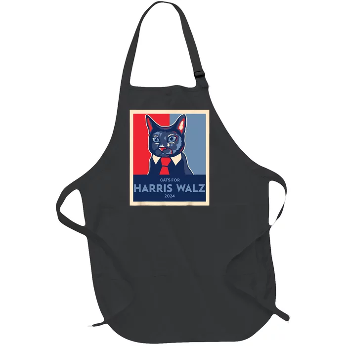 Cats For Harris Waltz 2024 Election Kamala Harris Tim Waltz Full-Length Apron With Pocket