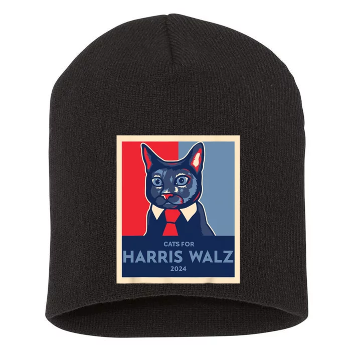 Cats For Harris Waltz 2024 Election Kamala Harris Tim Waltz Short Acrylic Beanie