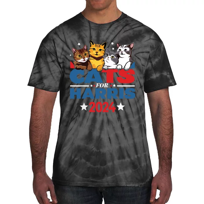 Cats For Harris 2024 Kamala Harris For President 2024 Tie-Dye T-Shirt