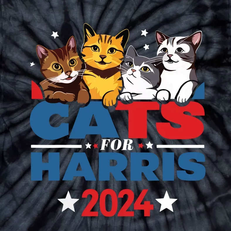 Cats For Harris 2024 Kamala Harris For President 2024 Tie-Dye T-Shirt