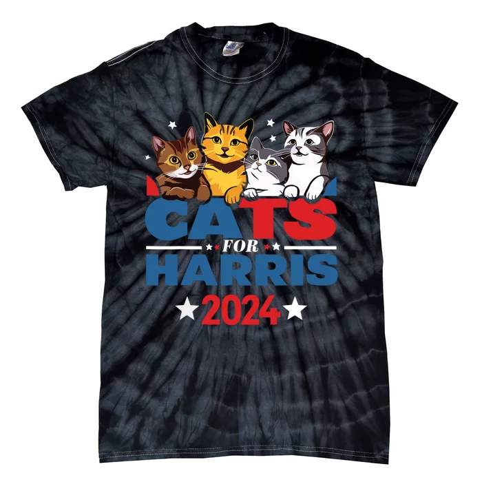 Cats For Harris 2024 Kamala Harris For President 2024 Tie-Dye T-Shirt