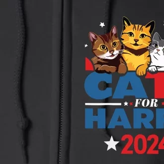 Cats For Harris 2024 Kamala Harris For President 2024 Full Zip Hoodie