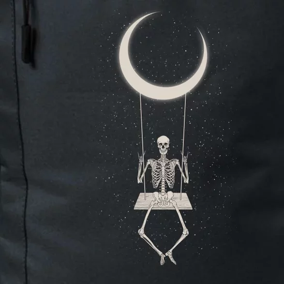 Cool Funny Halloween Skeleton On A Moon Swing Daily Commute Backpack