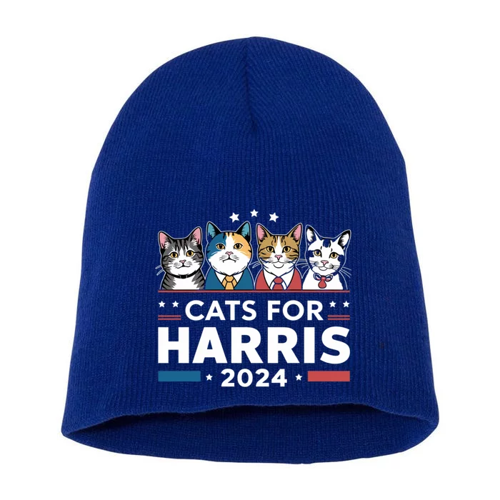 Cats For Harris 2024 Cute Patriotic Cats Meaningful Gift Short Acrylic Beanie