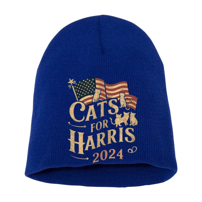 Cats For Harris 2024 Gift Short Acrylic Beanie