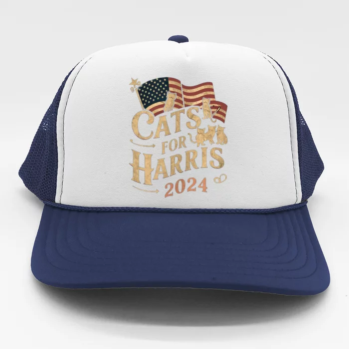 Cats For Harris 2024 Gift Trucker Hat