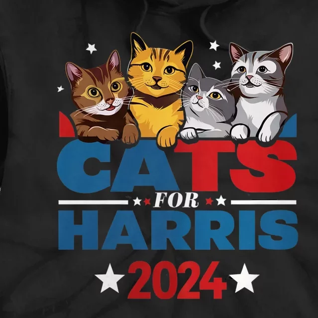 Cats For Harris 2024 Kamala Harris For President 2024 Tie Dye Hoodie