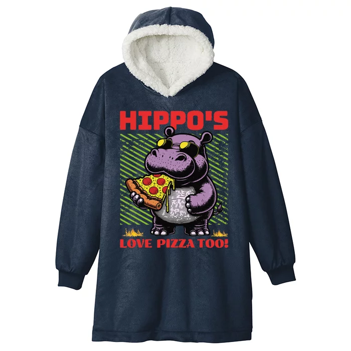 Cute Funny HippoS Love Pizza Too! Hooded Wearable Blanket