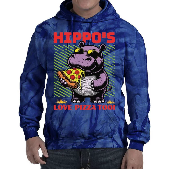 Cute Funny HippoS Love Pizza Too! Tie Dye Hoodie