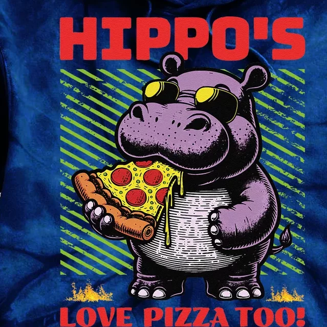 Cute Funny HippoS Love Pizza Too! Tie Dye Hoodie