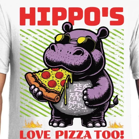 Cute Funny HippoS Love Pizza Too! Pajama Set