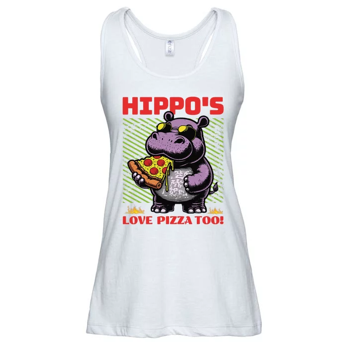 Cute Funny HippoS Love Pizza Too! Ladies Essential Flowy Tank