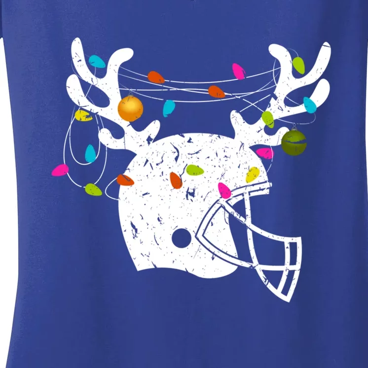 Christmas Football Helmet Xmas Gift Women's V-Neck T-Shirt