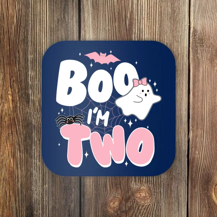 Cute Funny Halloween Boo Im Two Birthday Ghost Girl Coaster