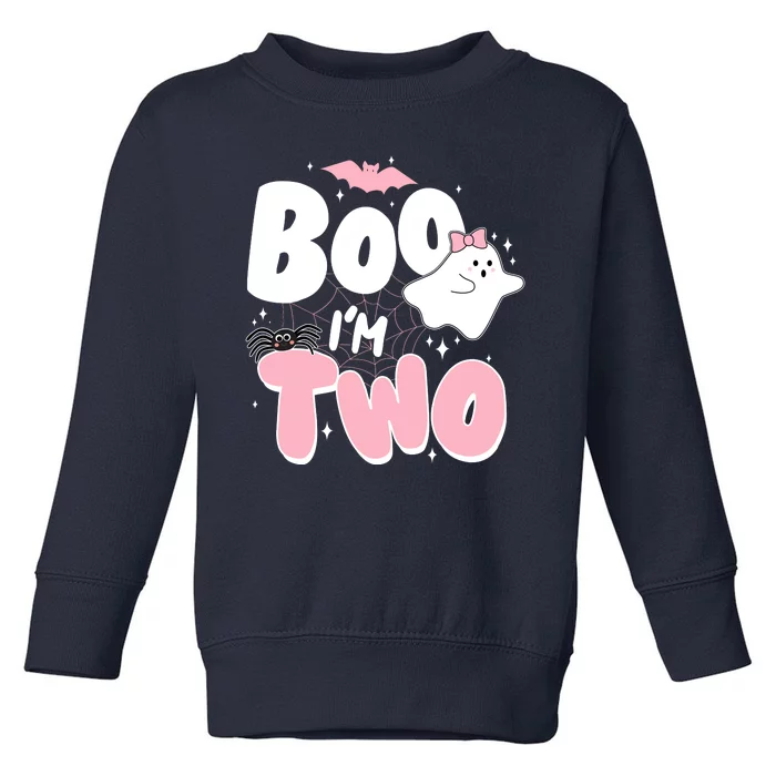 Cute Funny Halloween Boo Im Two Birthday Ghost Girl Toddler Sweatshirt