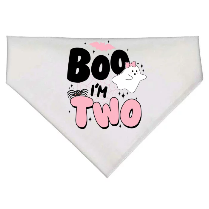 Cute Funny Halloween Boo Im Two Birthday Ghost Girl USA-Made Doggie Bandana