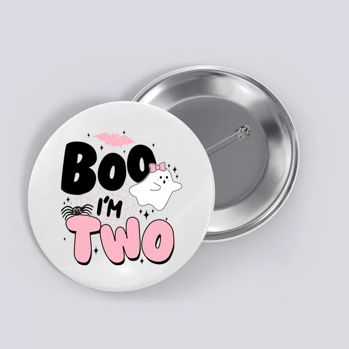 Cute Funny Halloween Boo Im Two Birthday Ghost Girl Button