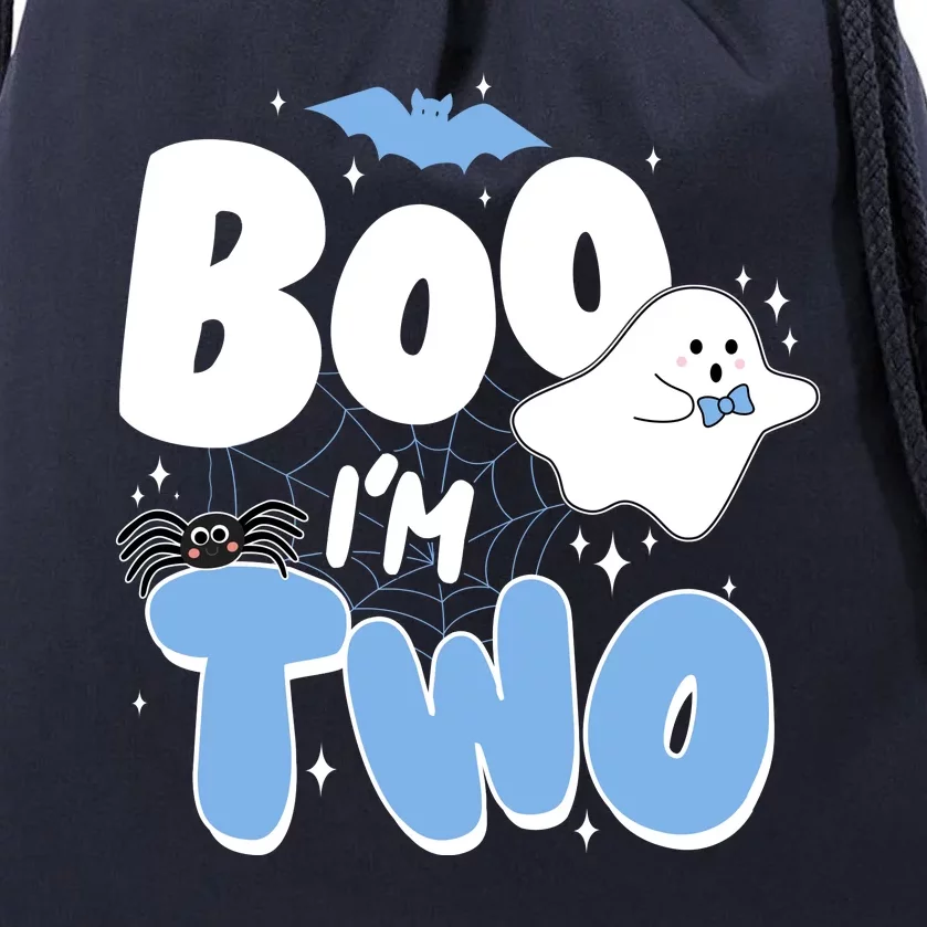 Cute Funny Halloween Boo Im Two Birthday Ghost Boy Drawstring Bag