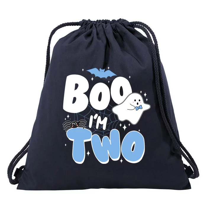 Cute Funny Halloween Boo Im Two Birthday Ghost Boy Drawstring Bag