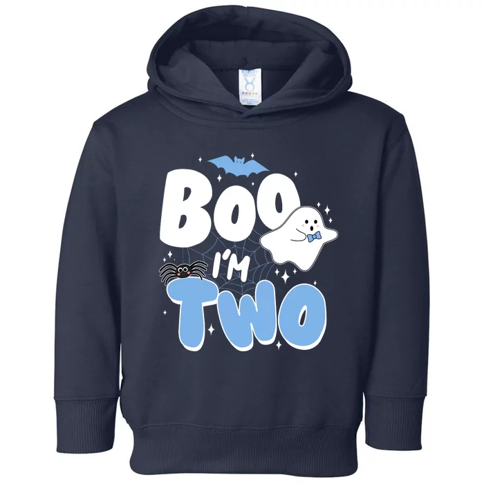 Cute Funny Halloween Boo Im Two Birthday Ghost Boy Toddler Hoodie