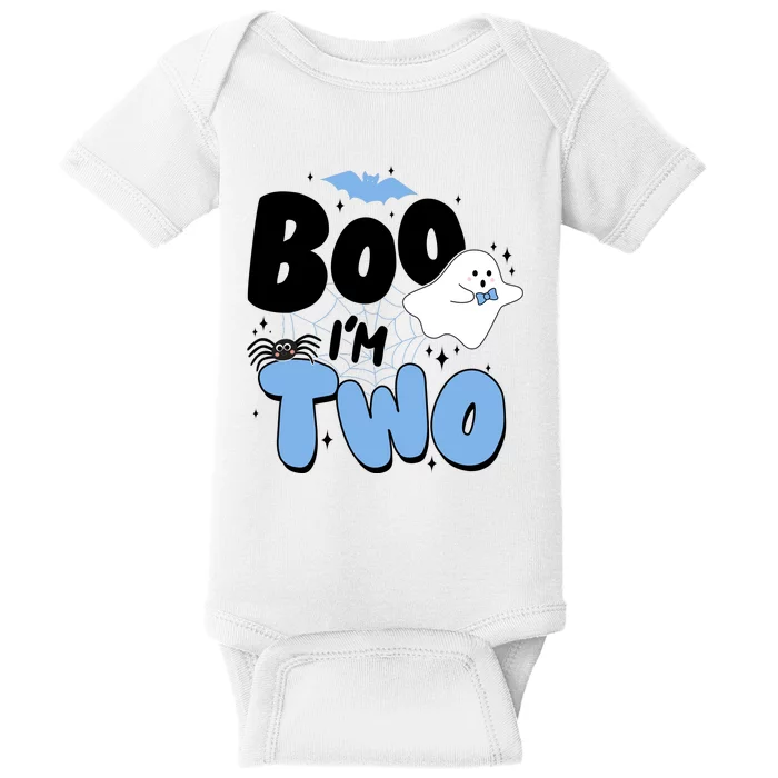 Cute Funny Halloween Boo Im Two Birthday Ghost Boy Baby Bodysuit