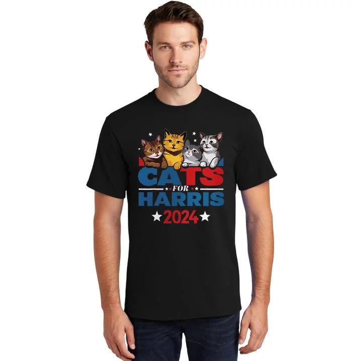 Cats For Harris 2024 Kamala Harris For President 2024 Gift Tall T-Shirt