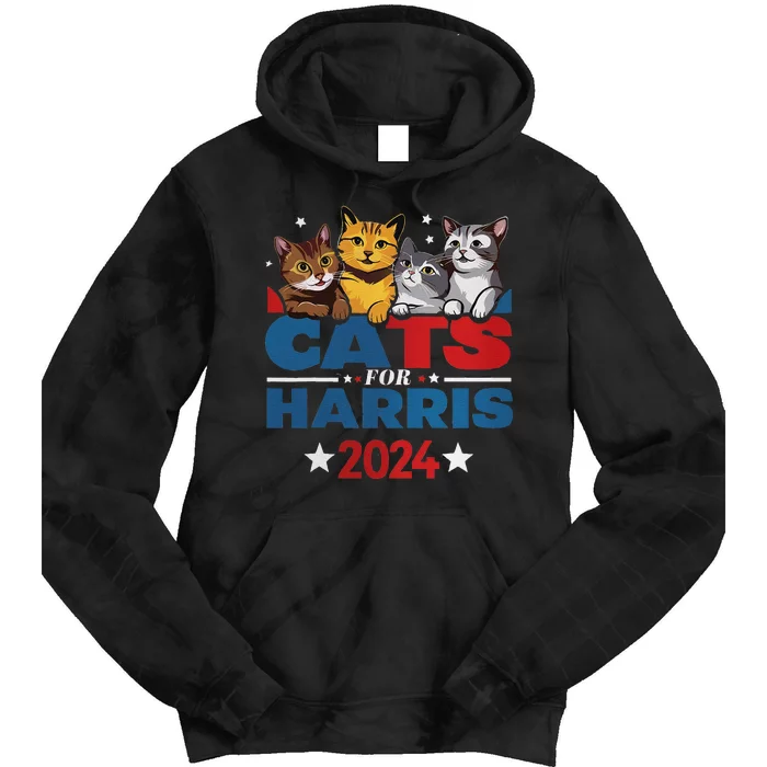 Cats For Harris 2024 Kamala Harris For President 2024 Gift Tie Dye Hoodie