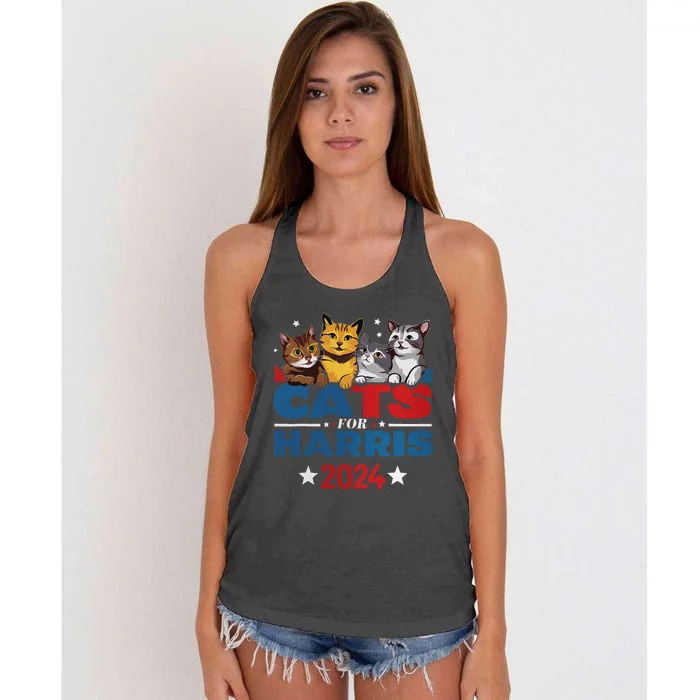 Cats For Harris 2024 Kamala Harris For President 2024 Gift Women's Knotted Racerback Tank