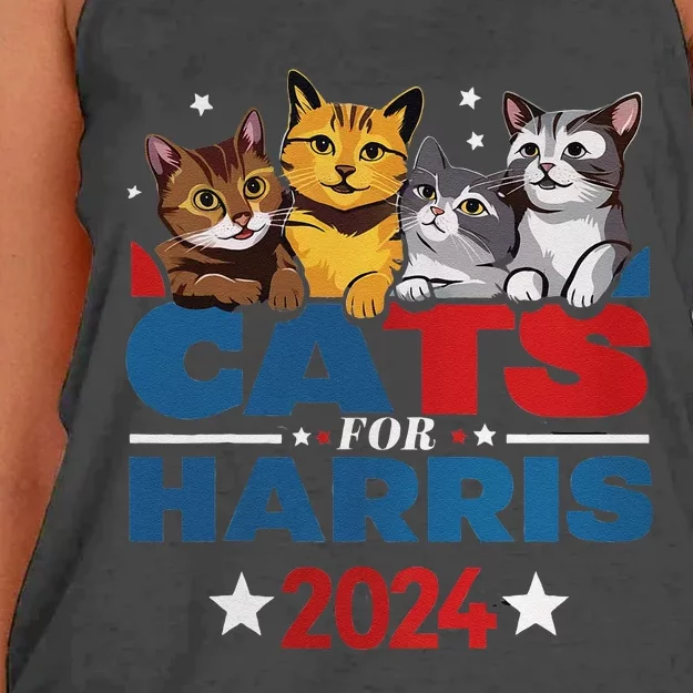 Cats For Harris 2024 Kamala Harris For President 2024 Gift Women's Knotted Racerback Tank