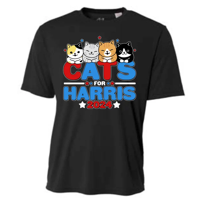 Cats For Harris Vote Kamala Harris 2024 Election Cooling Performance Crew T-Shirt