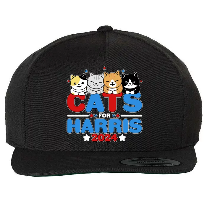 Cats For Harris Vote Kamala Harris 2024 Election Wool Snapback Cap