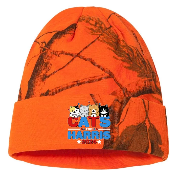 Cats For Harris Vote Kamala Harris 2024 Election Kati - 12in Camo Beanie