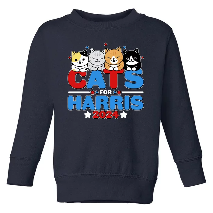 Cats For Harris Vote Kamala Harris 2024 Election Toddler Sweatshirt