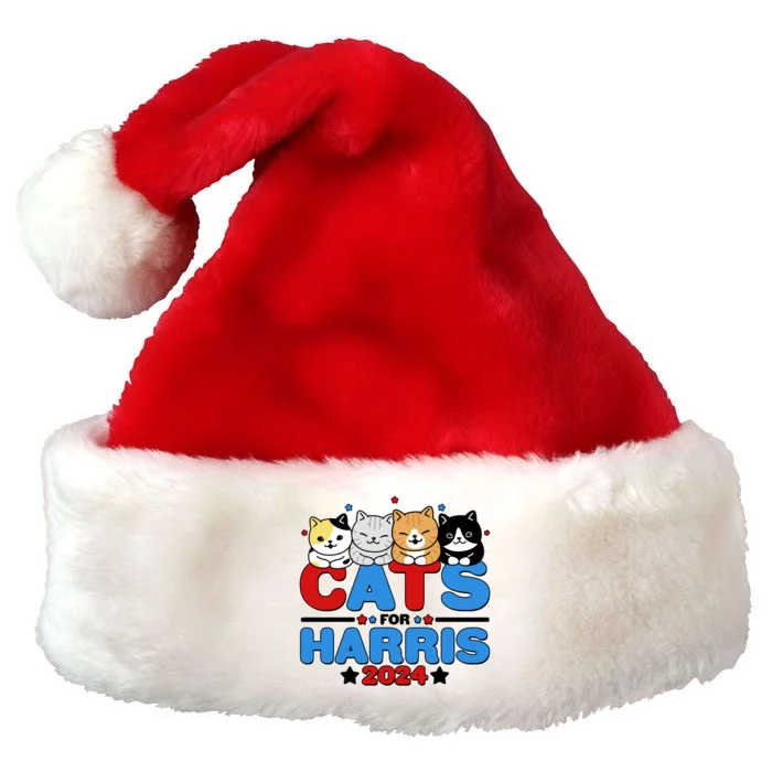 Cats For Harris Vote Kamala Harris 2024 Election Premium Christmas Santa Hat