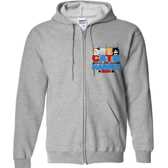 Cats For Harris Vote Kamala Harris 2024 Election Full Zip Hoodie