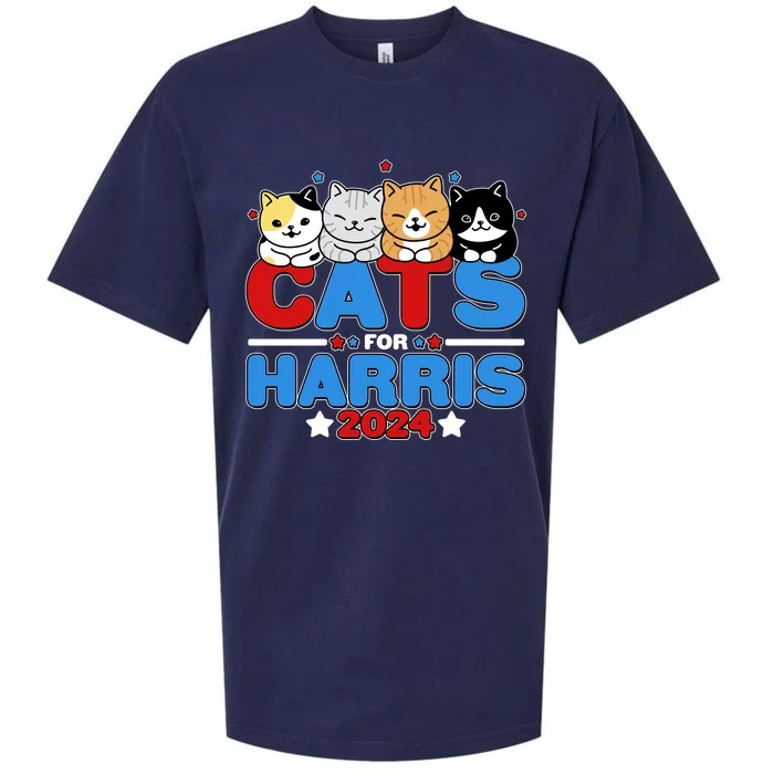 Cats For Harris Vote Kamala Harris 2024 Election Sueded Cloud Jersey T-Shirt