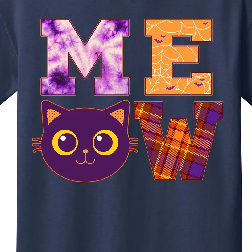 Cute Fall Halloween Cat MEOW Kids T-Shirt