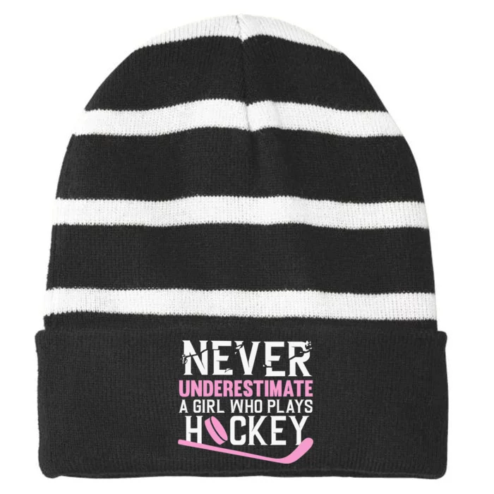 Colorful Field Hockey Love Field Hockey Player Hockey Fan Striped Beanie with Solid Band